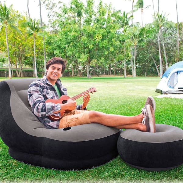 Intex Nojatuoli Jalkatuella Ultra Lounge Harmaa 99 x 130 x 76 cm / 64 x 28 cm
