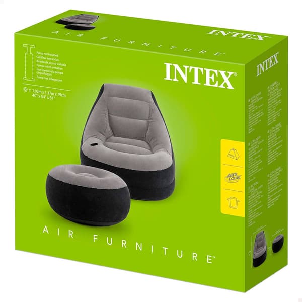 Intex Nojatuoli Jalkatuella Ultra Lounge Harmaa 99 x 130 x 76 cm / 64 x 28 cm