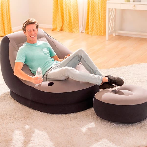Intex Nojatuoli Jalkatuella Ultra Lounge Harmaa 99 x 130 x 76 cm / 64 x 28 cm