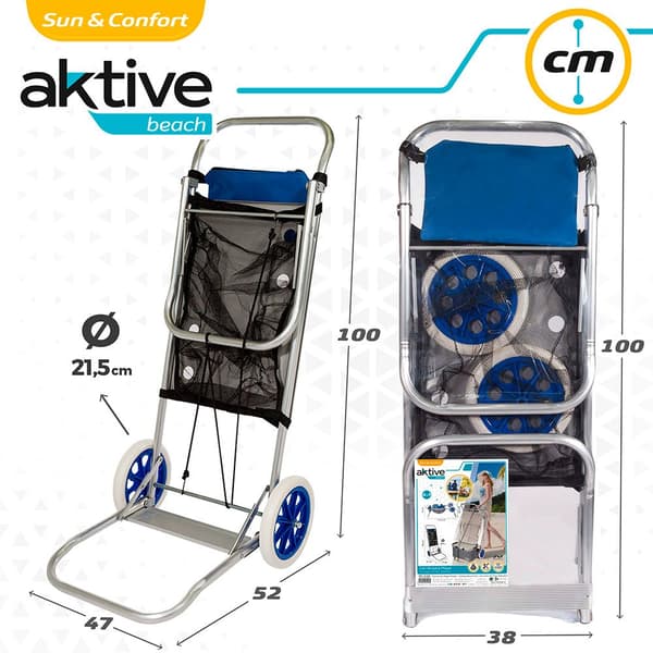 Aktive Chair Mover Trolley Beach 52x37x105 Cm Blå,Grå