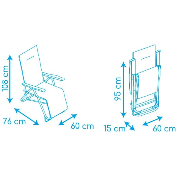 Solenny Taitettava Solarium Relax 5-asento 108x76x60cm Vihreä