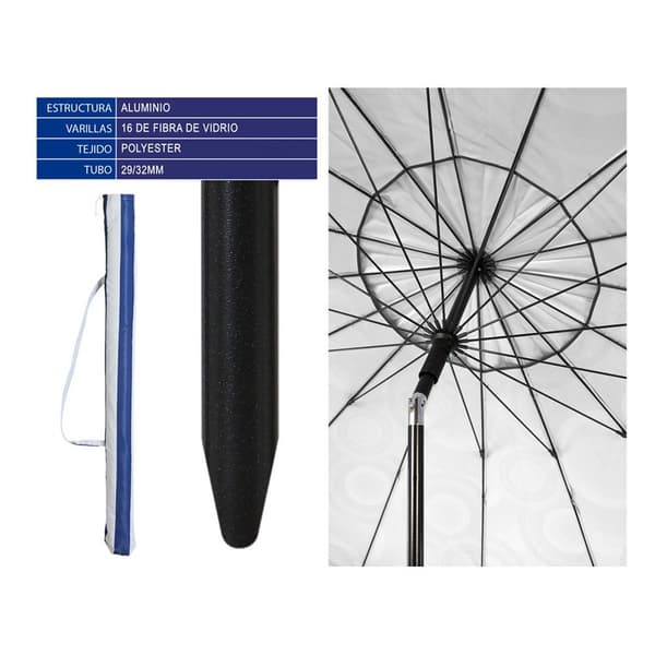 Atosa Alumiini Taixford 29/32 Mm Orientable 220 Cm 29/32 Mm Päivänvarjo Sininen