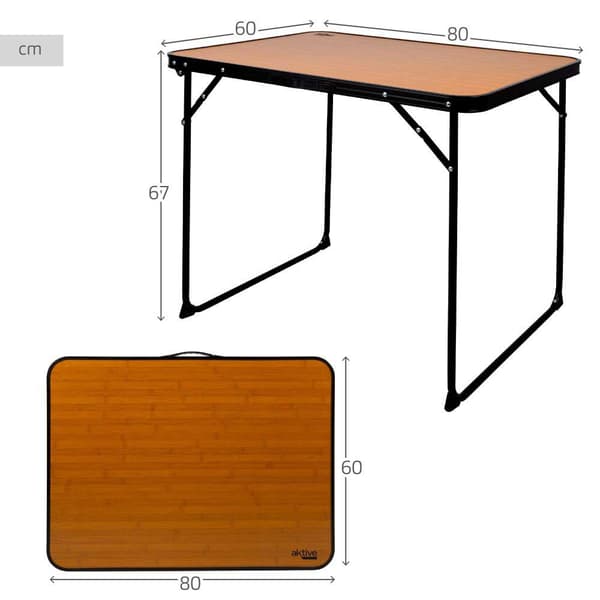 Aktive Folde Bord Camping Brun 80x60x67 cm