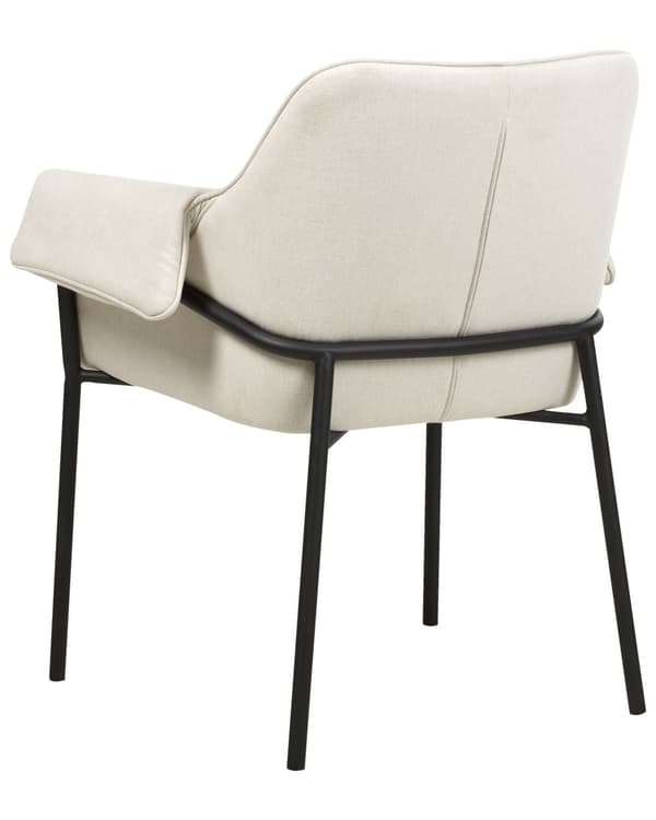 Lenestol Kremhvit Stoff Svarte metallben Moderne design Dekorativ Hvilestol