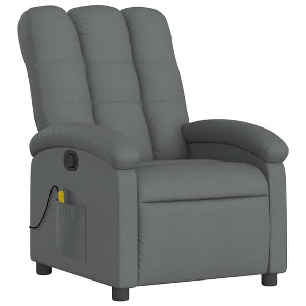 vidaXL Massagefåtölj mörkgrå tyg