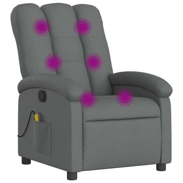 vidaXL Massagefåtölj mörkgrå tyg