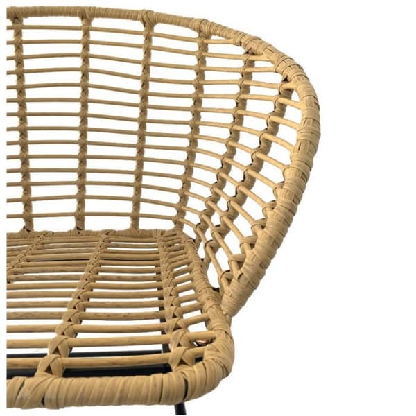 KOSMI - Set med 2 fåtöljer i NATURE-stil med rottinglook i vävt harts och svarta metallben