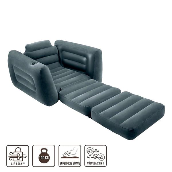 Intex 2 1 1 Oppustelig Stol Seng Grå 117 x 224 x 66 cm