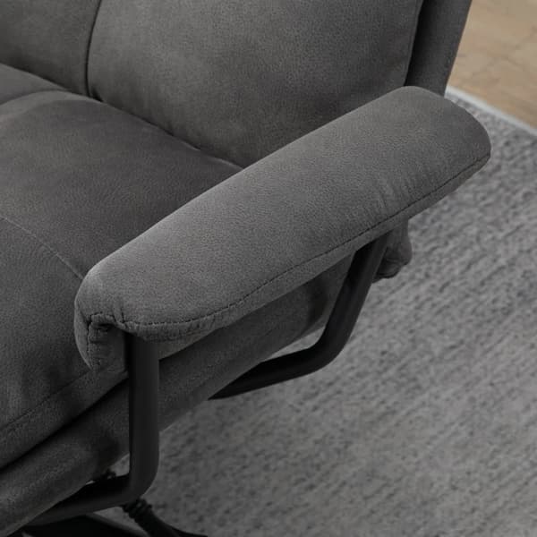 Rootz Relax Stol med osmannisk - Lænestol med fodskammel - Justerbart ryglæn - Mikrofiber - Mørkegrå - 78L x 91W x 103,5H cm