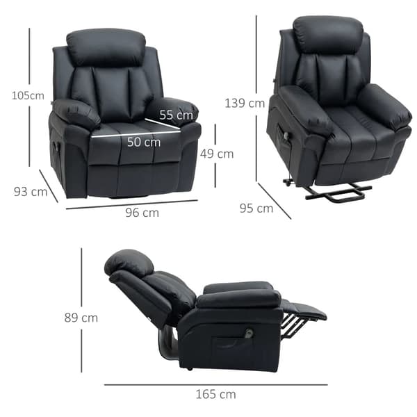 Rootz Relaxation Chair - Ståhjälp - Inklusive fotstöd - Elektrisk TV-stol - Sidoficka - Nackstöd - 1 Fjärrkontroll - Flerskiktsbräda - Konstläder - Sv