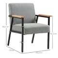 Miniatyrbillede 3 af 7: Rootz Accent Stol i Scandi Design - Hvilestol - Accent Stol - Linnedlook - Gummitræ - Grå + Sort + Brun - 64,5L x 70W x 83,5H cm