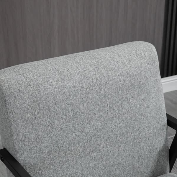 Rootz Accent Stol i Scandi Design - Hvilestol - Accent Stol - Linnedlook - Gummitræ - Grå + Sort + Brun - 64,5L x 70W x 83,5H cm