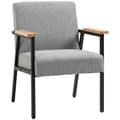 Miniatyrbillede 1 af 7: Rootz Accent Stol i Scandi Design - Hvilestol - Accent Stol - Linnedlook - Gummitræ - Grå + Sort + Brun - 64,5L x 70W x 83,5H cm