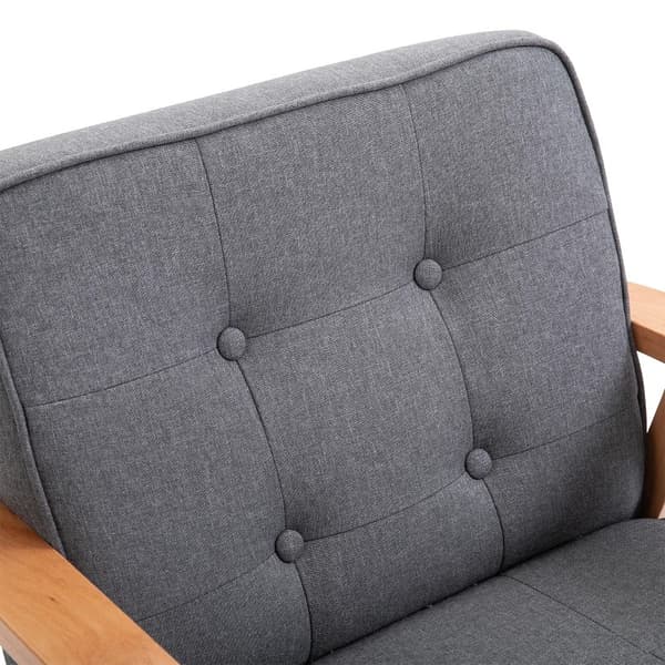 Rootz Armchair - Accent Chair - Single Sofa -lounge Chair - Upholstered Chair - With Armrests - Wooden Frame - Dark Gray - 64.5 x 70 x 74 cm