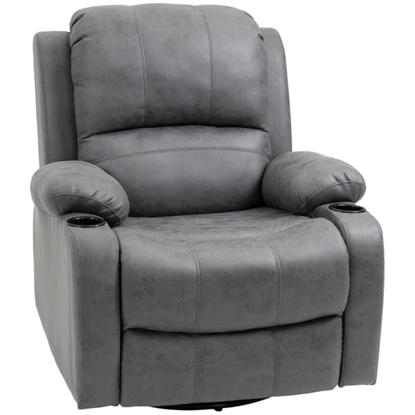 Rootz Relaxation Chair - Fotstöd - Liggfunktion - Inklusive mugghållare - Vardagsrum - Tv-stol - Mikrofiberduk - Grå - 87L x 95W x102H cm