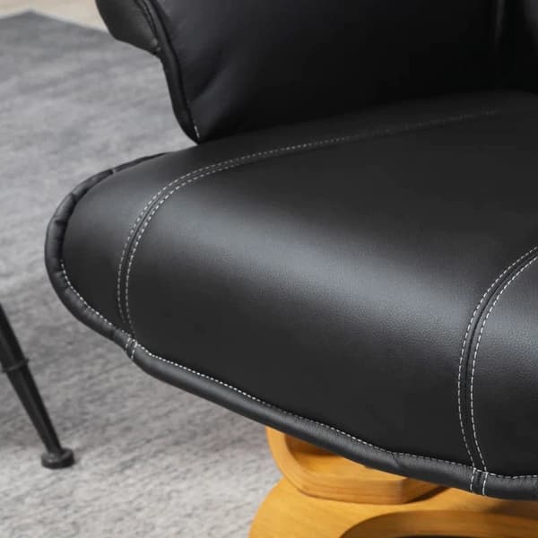 Rootz Relax Stol med fodskammel - TV-stol - Hvilestol - Justerbar ryglæn - 360° drejelig - Sort + Brun - 76L x 77W x 105H cm