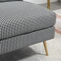 Miniatyrbillede 5 af 6: Rootz Lænestol - Retro Design - Accent Stol - Houndstooth-mønster - Linned Polyester - Træelementer - Fjederkerne - Sort + Hvid - 72L x 81,5W x 87,5H