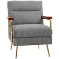 Miniatyrbillede 1 af 6: Rootz Lænestol - Retro Design - Accent Stol - Houndstooth-mønster - Linned Polyester - Træelementer - Fjederkerne - Sort + Hvid - 72L x 81,5W x 87,5H