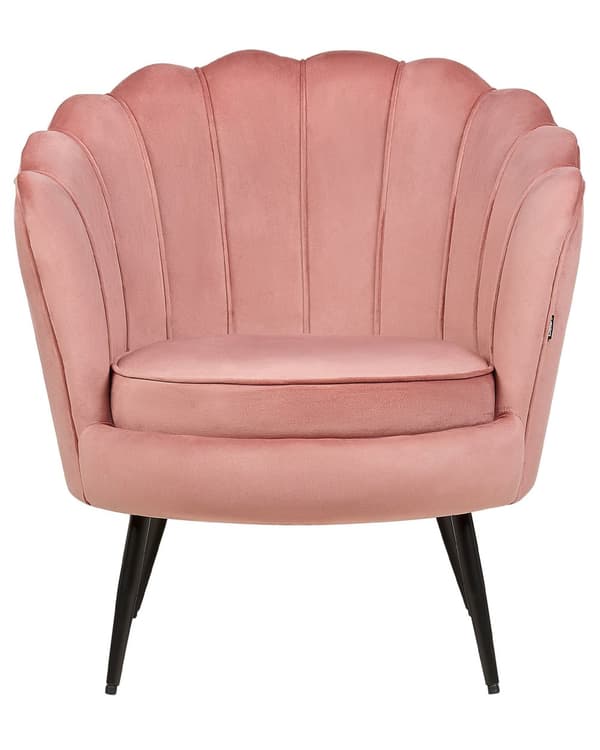 Fåtölj Rosa sammet Nymodig form Metallben Retro