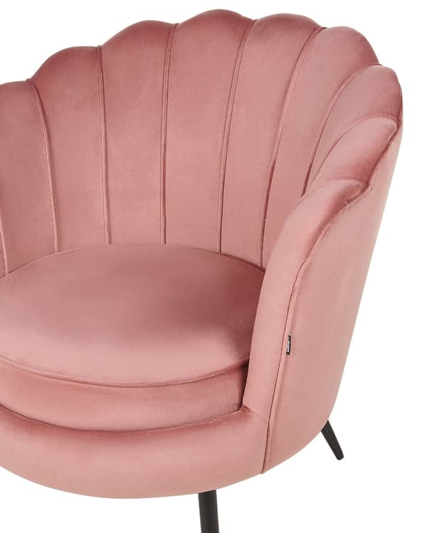 Fåtölj Rosa sammet Nymodig form Metallben Retro