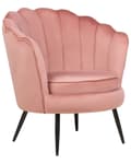 Miniatyrbild 1 av 8: Fåtölj Rosa sammet Nymodig form Metallben Retro