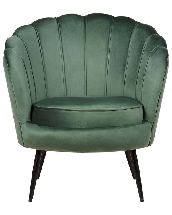 Lænestol Grøn Velour Metalben Retro Stil