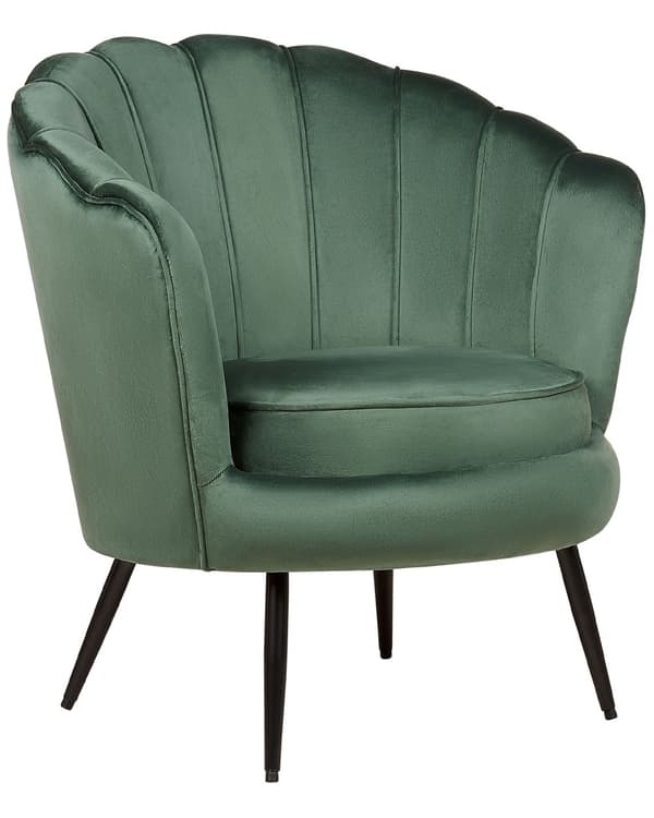 Lænestol Grøn Velour Metalben Retro Stil