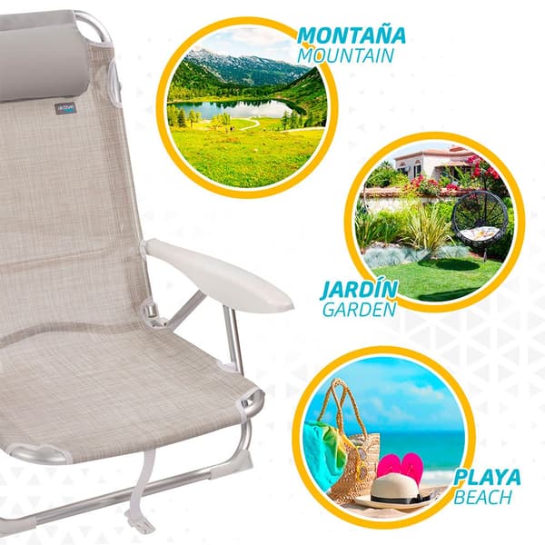 Aktive Multi Position Hopfällbar Stol I Aluminium Beach Beige