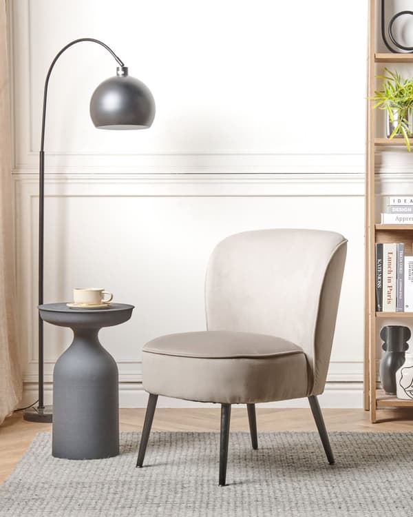 Lenestol Taupe Fløyel Metallben Uten armlener Moderne design Hvilestol Stue Soverom