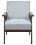 Miniatyrbilde 4 av 8: Lenestol Lysegrå Polyester Stofftrekk Treramme Armlener Retro design Stue Hvilestol