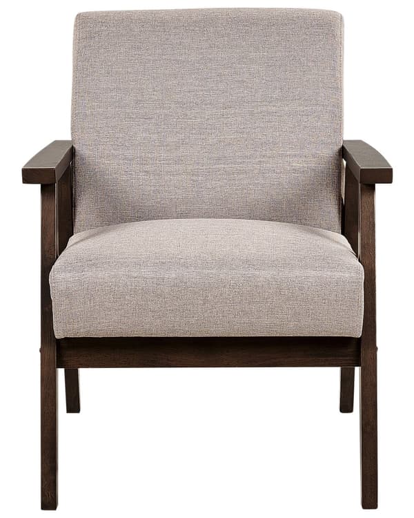 Lenestol Taupe Polyester Stofftrekk Treramme Armlener Retro design Stue Hvilestol