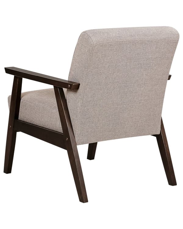 Lenestol Taupe Polyester Stofftrekk Treramme Armlener Retro design Stue Hvilestol