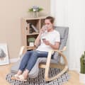 Miniatyrbillede 2 af 8: Rootz afslapningsstol - Fodstøtte - God belastningskapacitet - Høj siddekomfort - Træ af høj kvalitet - Ergonomisk formet - Birketræ-skum-imiteret lin