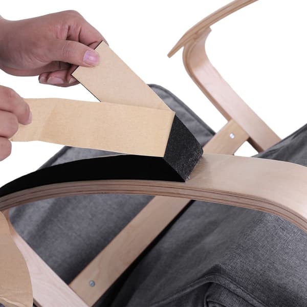 Rootz gyngestol - God bæreevne - Høj siddekomfort - Træ af høj kvalitet - Ergonomisk formet - Birketræ-skum-imiteret linned - Grå - 67 x 115 x 91 cm