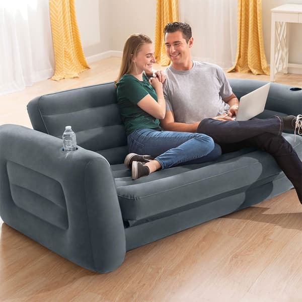 Intex 2 1 1 Uppblåsbar Bäddsoffa Grå 203 x 224 x 66 cm