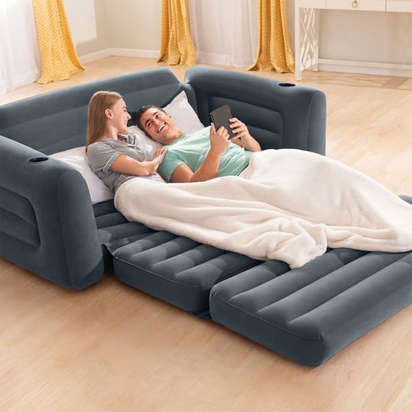 Intex 2 1 1 Uppblåsbar Bäddsoffa Grå 203 x 224 x 66 cm