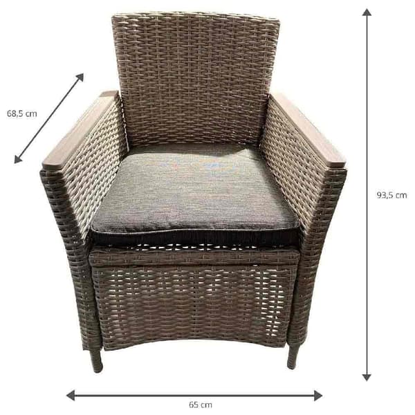 Chillvert Stål Og Syntetisk Rattan Lænestol Turin 65x68.5x93.5 Cm Brun