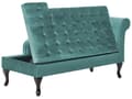 Miniatyrbilde 6 av 11: Høyrevendt sjeselong Mint Fløyelspolstring Svarte ben Oppbevaringsrom Tuftet sete Bolsterpute Glam Retro Design