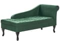 Miniatyrbilde 5 av 11: Høyrevendt sjeselong Mørkegrønn Fløyelspolstring Svarte ben Oppbevaringsrom Tuftet sete Bolsterpute Glam Retro Design