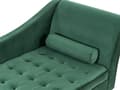 Miniatyrbilde 9 av 11: Høyrevendt sjeselong Mørkegrønn Fløyelspolstring Svarte ben Oppbevaringsrom Tuftet sete Bolsterpute Glam Retro Design