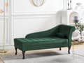 Miniatyrbilde 2 av 11: Høyrevendt sjeselong Mørkegrønn Fløyelspolstring Svarte ben Oppbevaringsrom Tuftet sete Bolsterpute Glam Retro Design
