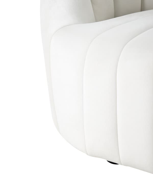 Sammet fåtölj Off-White Mjukt Tyg Modern Retro Design Tuftad Sits Lågt Ryggstöd Vardagsrum