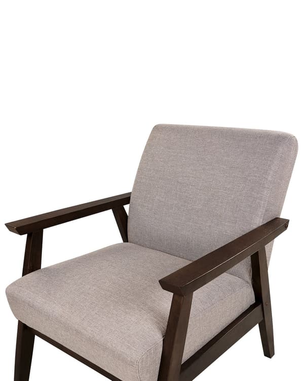 Fåtölj Taupe Polyester Tyg Klädsel Retro Design Träram Armstöd Vardagsrum