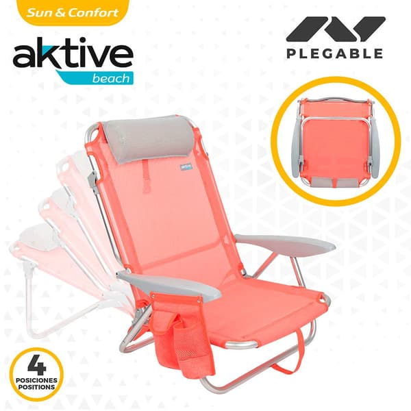 Aktive Foldning I Flere Positioner Beach Beach Stol Med Hynde Orange