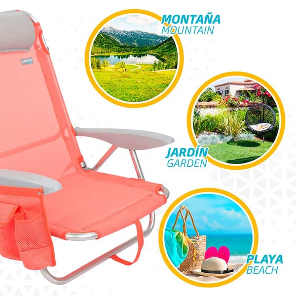 Aktive Foldning I Flere Positioner Beach Beach Stol Med Hynde Orange