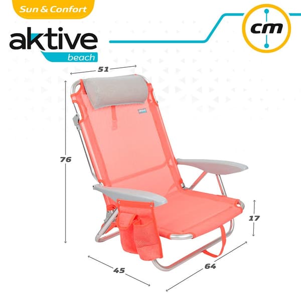 Aktive Foldning I Flere Positioner Beach Beach Stol Med Hynde Orange