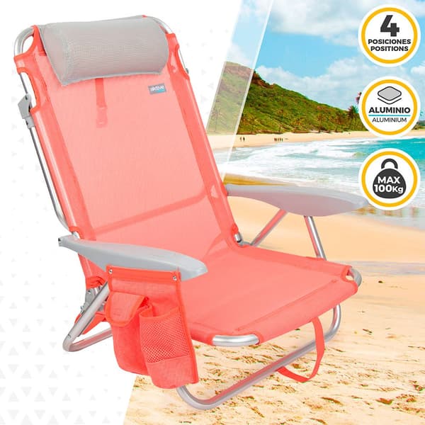 Aktive Foldning I Flere Positioner Beach Beach Stol Med Hynde Orange