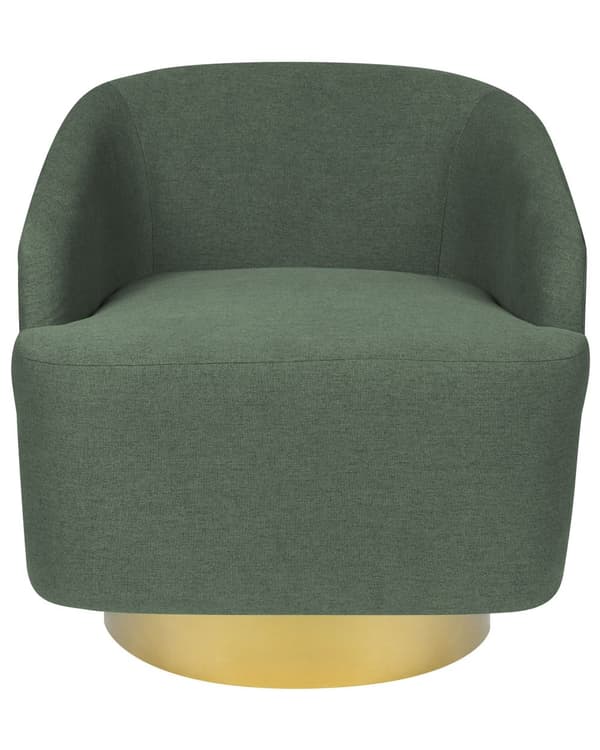 Lenestol Lysegrå Stoff Gullunderstell Svingbar 360° Retro Glamour Art Deco Stil