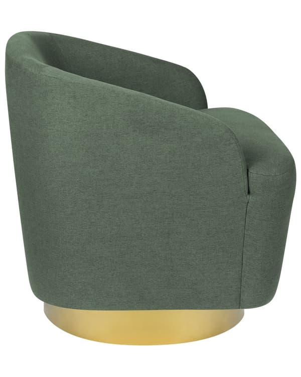 Lenestol Lysegrå Stoff Gullunderstell Svingbar 360° Retro Glamour Art Deco Stil