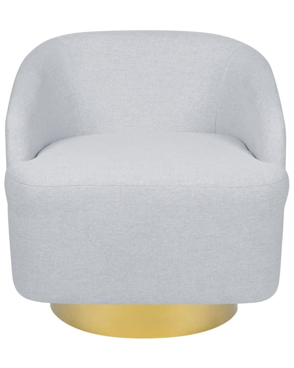 Lenestol Lysegrå Stoff med Gullunderstell svingbar 360° Retro Glamour Art Deco stil